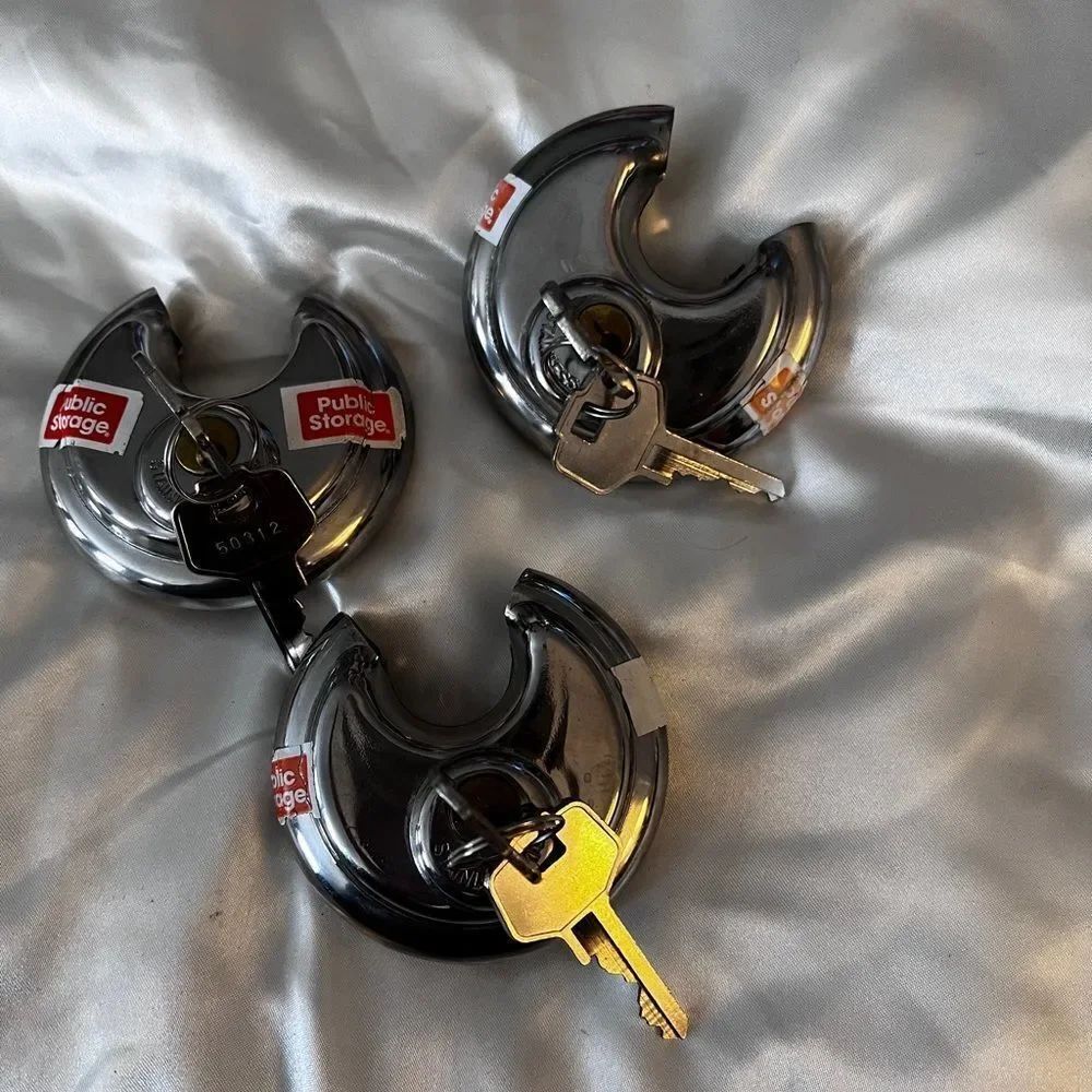 Silver Disc Padlocks with Keys - Set of 3